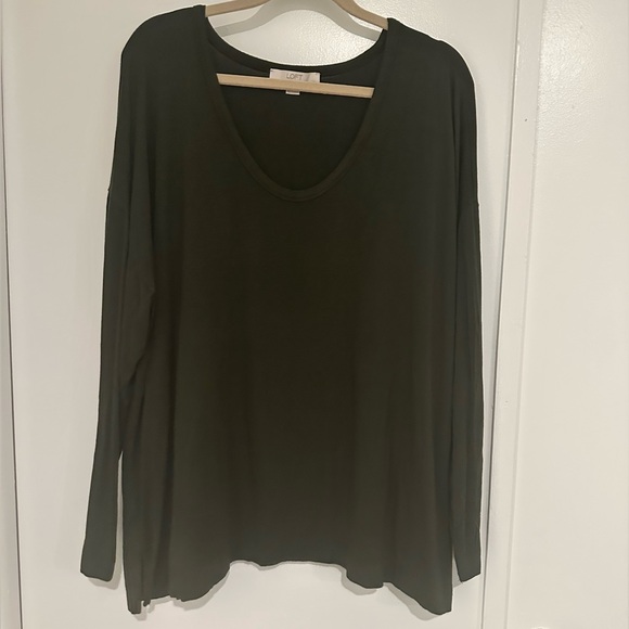 LOFT 20/22 Plus Dark Green Long Sleeve Blouse - Picture 7 of 7